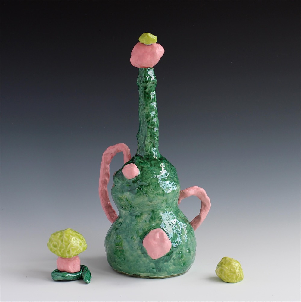 Lynda Draper, 'Emerald Genie Bottle', 2014, earthenware, various glazes, 46 x 35 x 27 cm 