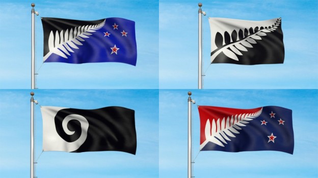Official renderings of the final four options in the New Zealand flag referendum. Image: ONE News